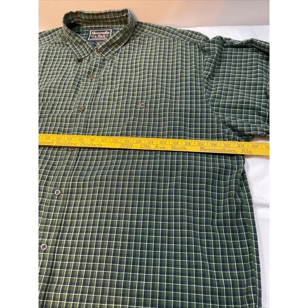 Vintage Abercrombie Fitch Shirt Adult XL Green Check Cotton Long‎ Sleeve G11